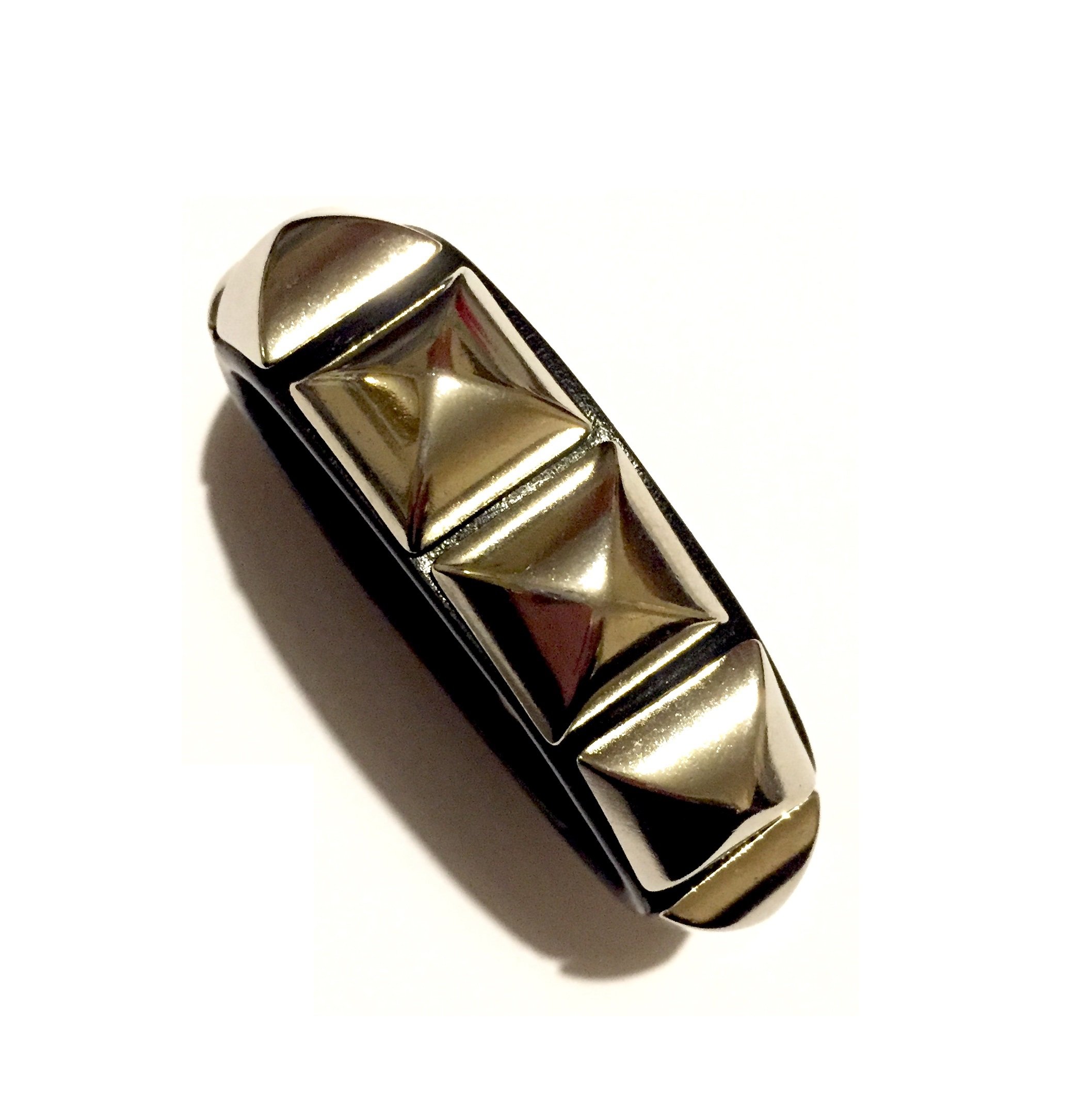 Black Leather LW4 Superior Pyramid Stud Wristband — The London